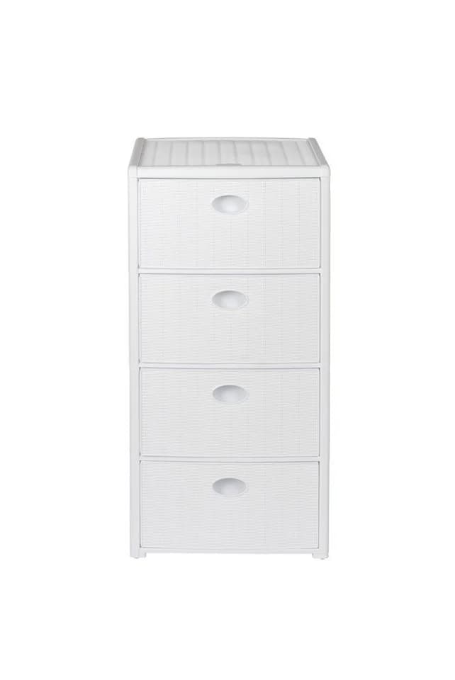 Kreher Rollcontainer 4 Schubladen Rattan Design Weiss - Bild 3