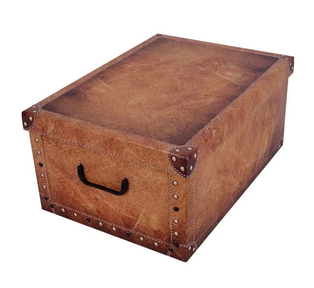 Kreher Aufbewahrungsbox 3 x Dekokarton Lederoptik Hellbraun, Dunkelbraun, Rotbraun - Bild 4