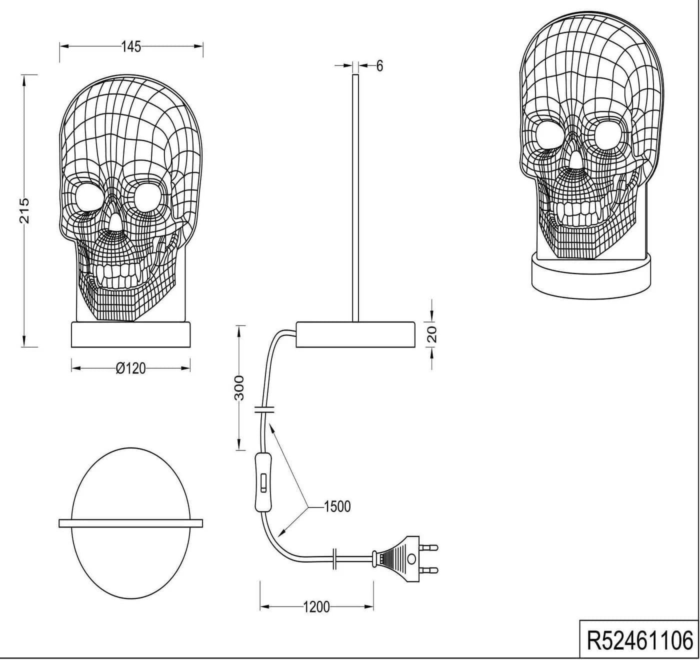 Reality Leuchten LED Tischleuchte Skull Farbwechsel Acrylplatte - Bild 5