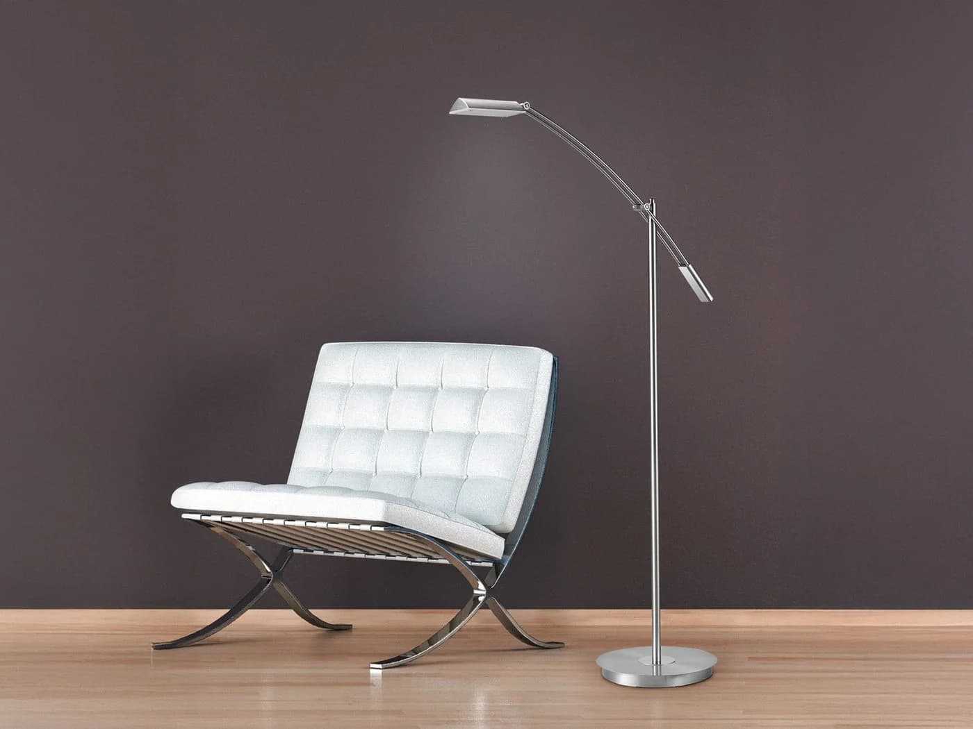 TRIO Leuchten LED Stehlampe Dimmfunktion Silber 126 cm