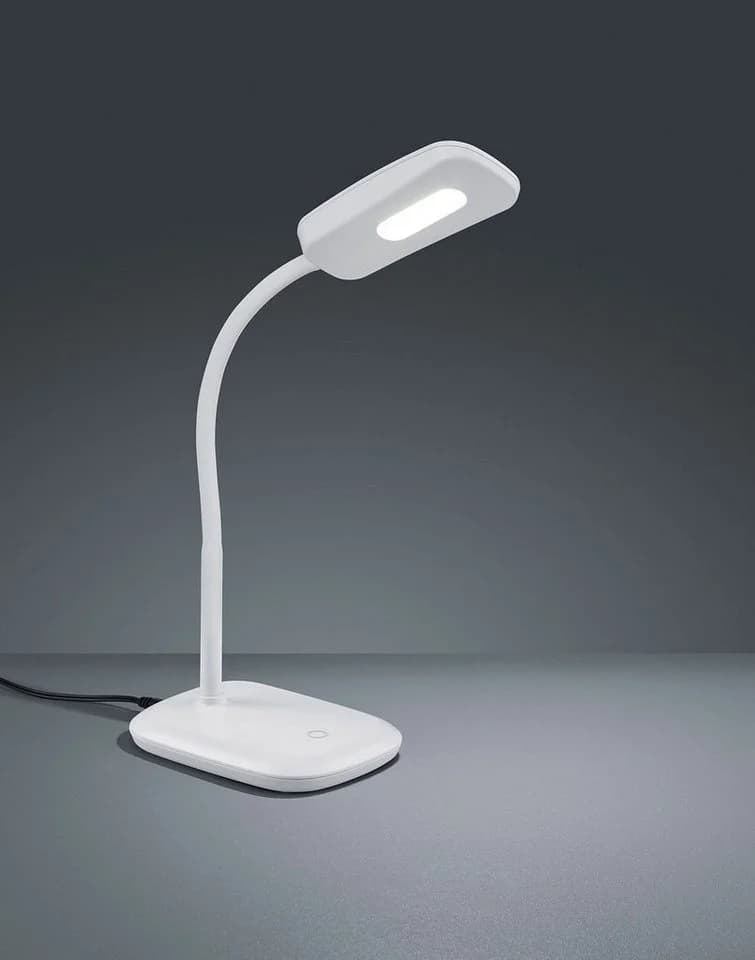 Reality Leuchten LED Tischleuchte Boa Weiß Touch Dimmer Flexarm