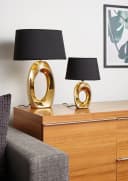 REALITY LEUCHTEN Schreibtischlampe Taba Schwarz-Gold Keramik Bild 3