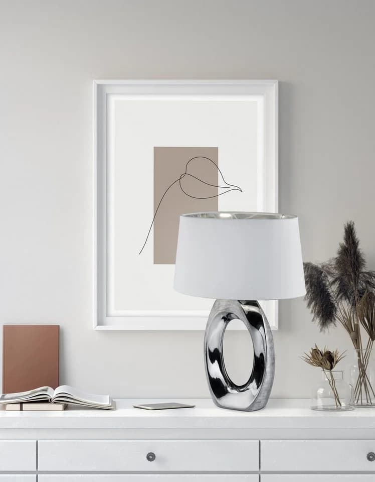 REALITY LEUCHTEN Schreibtischlampe Taba Silber Keramik