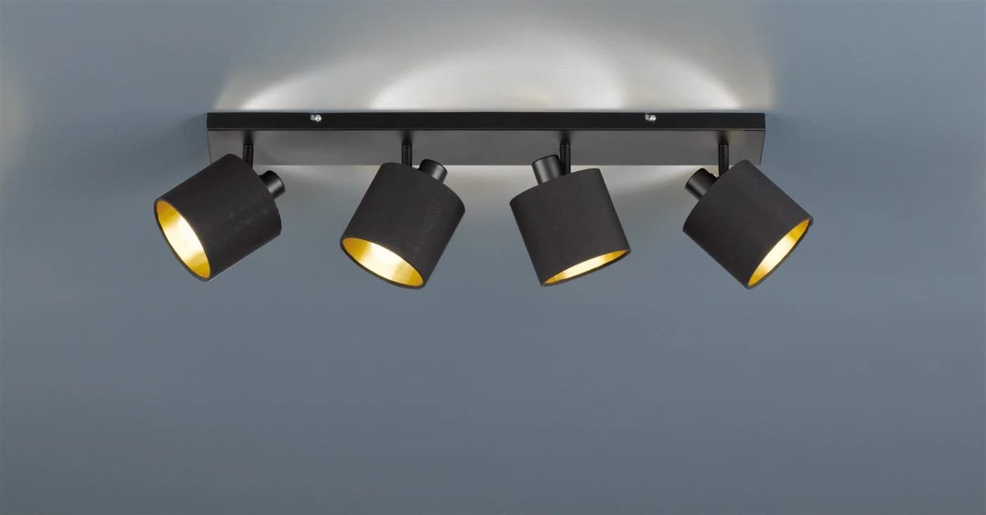 REALITY LEUCHTEN Deckenstrahler Tommy 4-flammig Schwarz-Gold - Bild 2