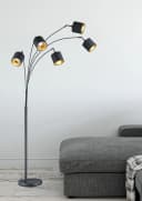 Reality Leuchten Stehlampe TOMMY 5-flammig Schwarz/Gold Bild 1