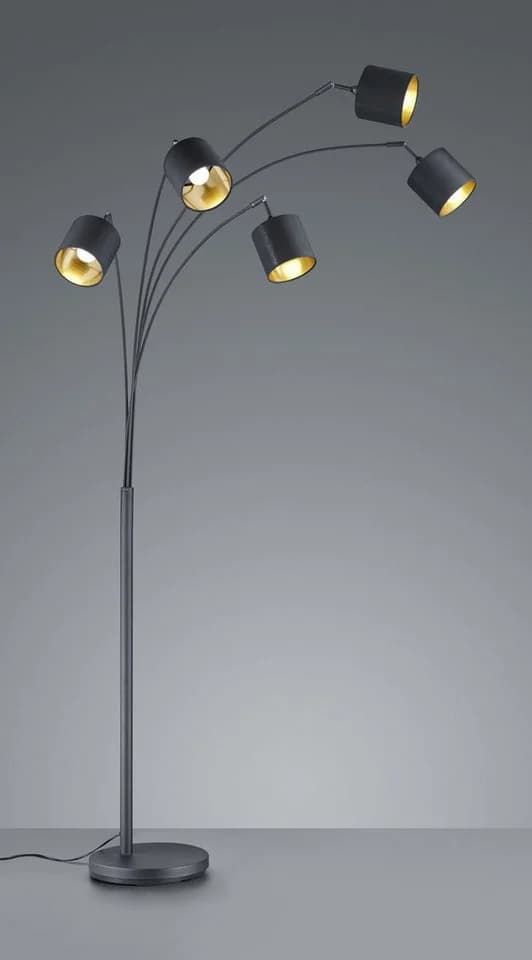 Reality Leuchten Stehlampe TOMMY 5-flammig Schwarz/Gold - Bild 2