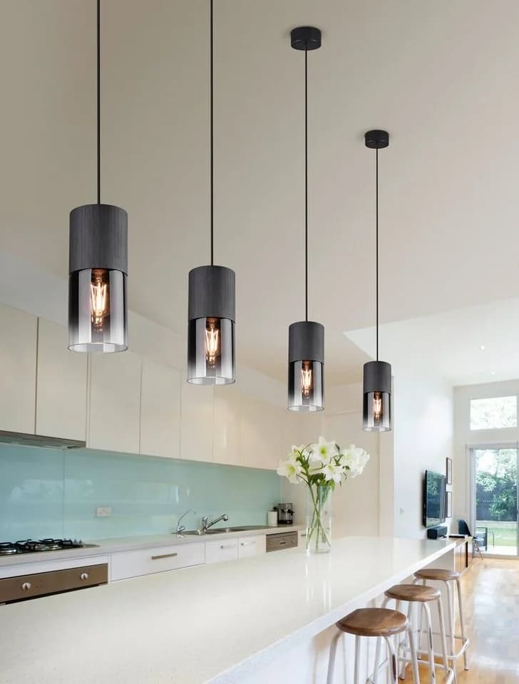 Trio Leuchten Hängeleuchte Robin Schwarz Metall Glas