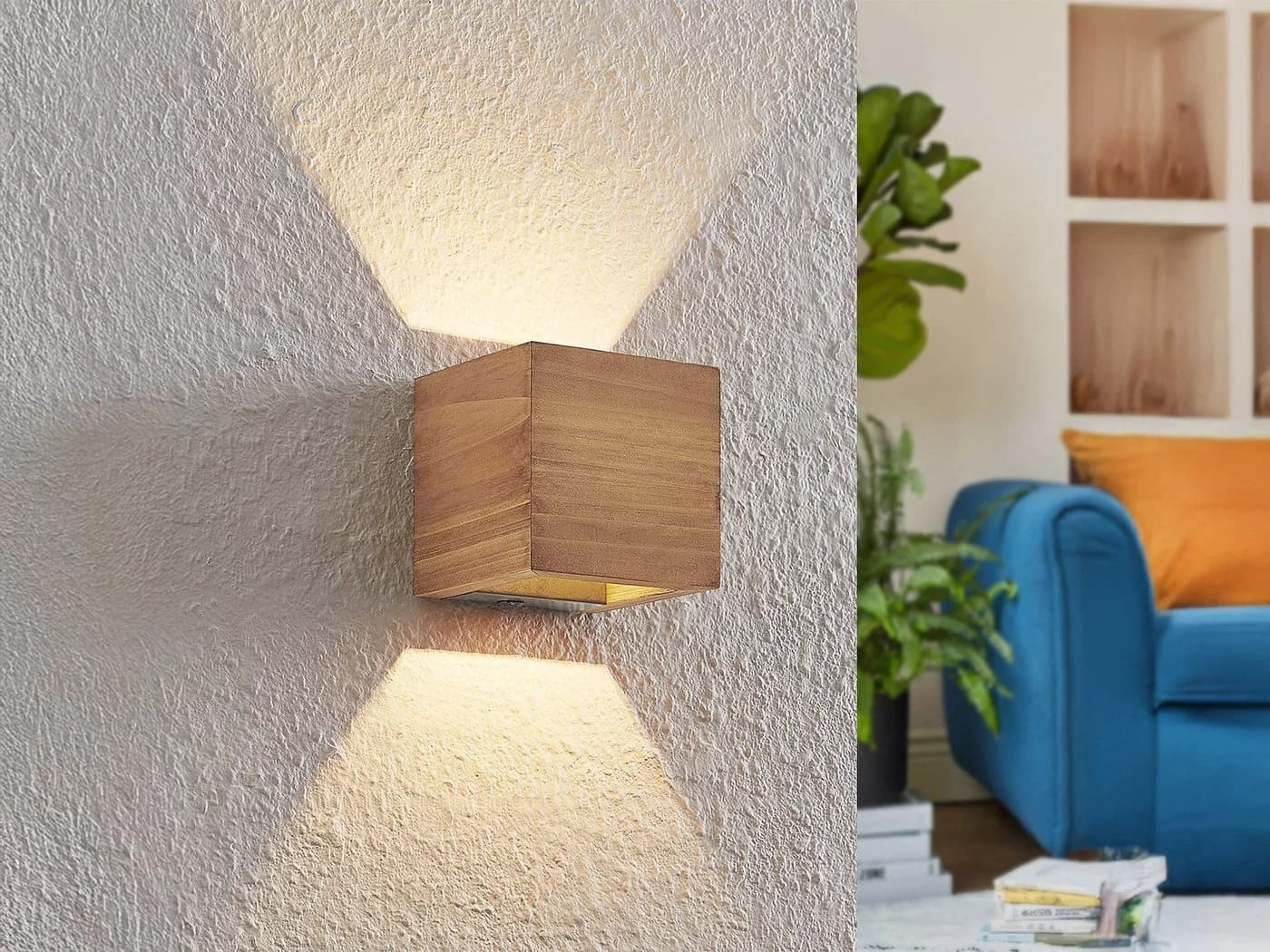 TRIO Leuchten LED Wandleuchte BRAD Dimmbar Naturholz Warmweiß