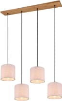 Moderne Pendelleuchte aus Holz, Stoff und Metall Bild 2