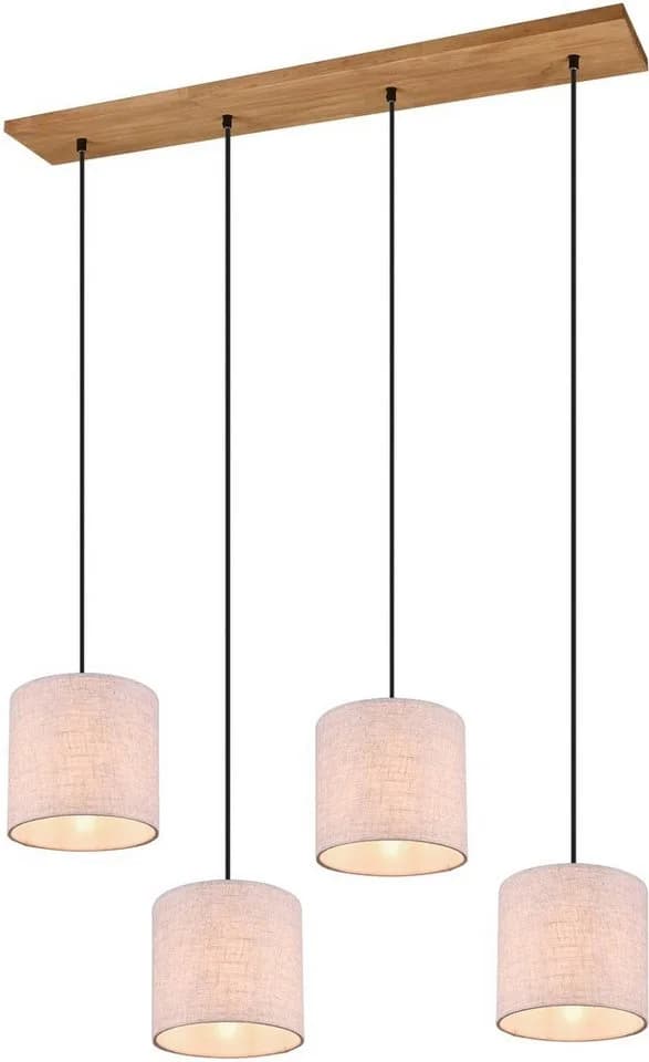 Moderne Pendelleuchte aus Holz, Stoff und Metall - Bild 2
