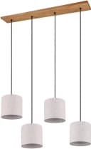 Moderne Pendelleuchte aus Holz, Stoff und Metall Bild 3