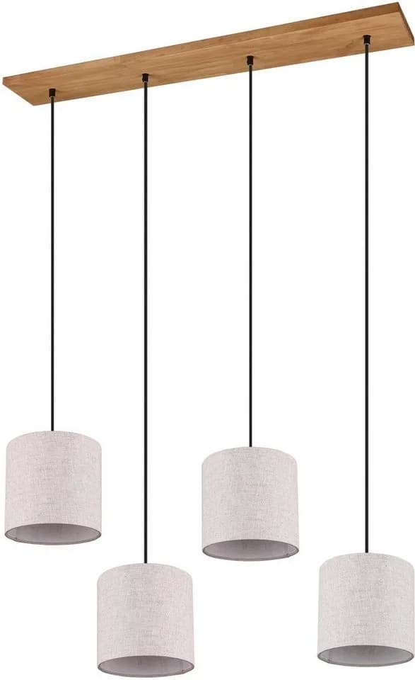 Moderne Pendelleuchte aus Holz, Stoff und Metall - Bild 3