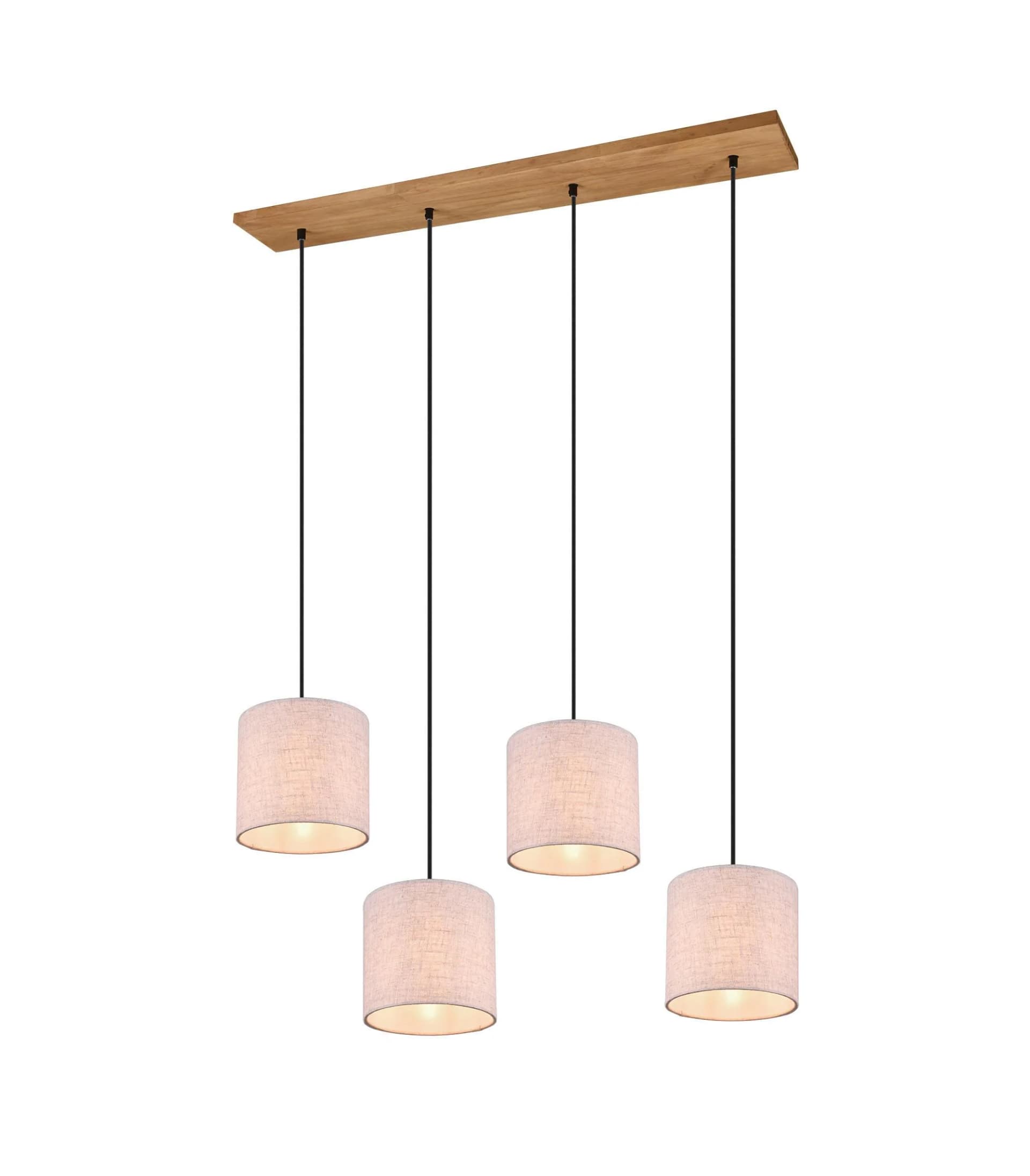 Moderne Pendelleuchte aus Holz, Stoff und Metall - Bild 5
