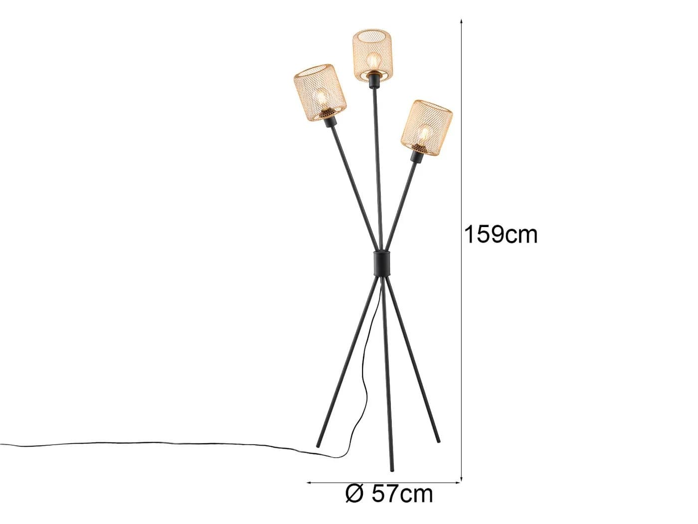 Reality Leuchten Stehlampe Dreibein Schwarz Gold - Bild 4