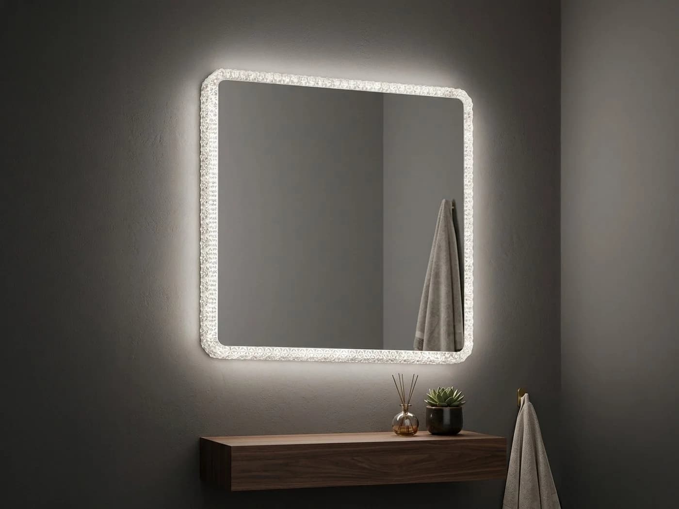 Reality Leuchten Badspiegel LED Quadrat 55cm