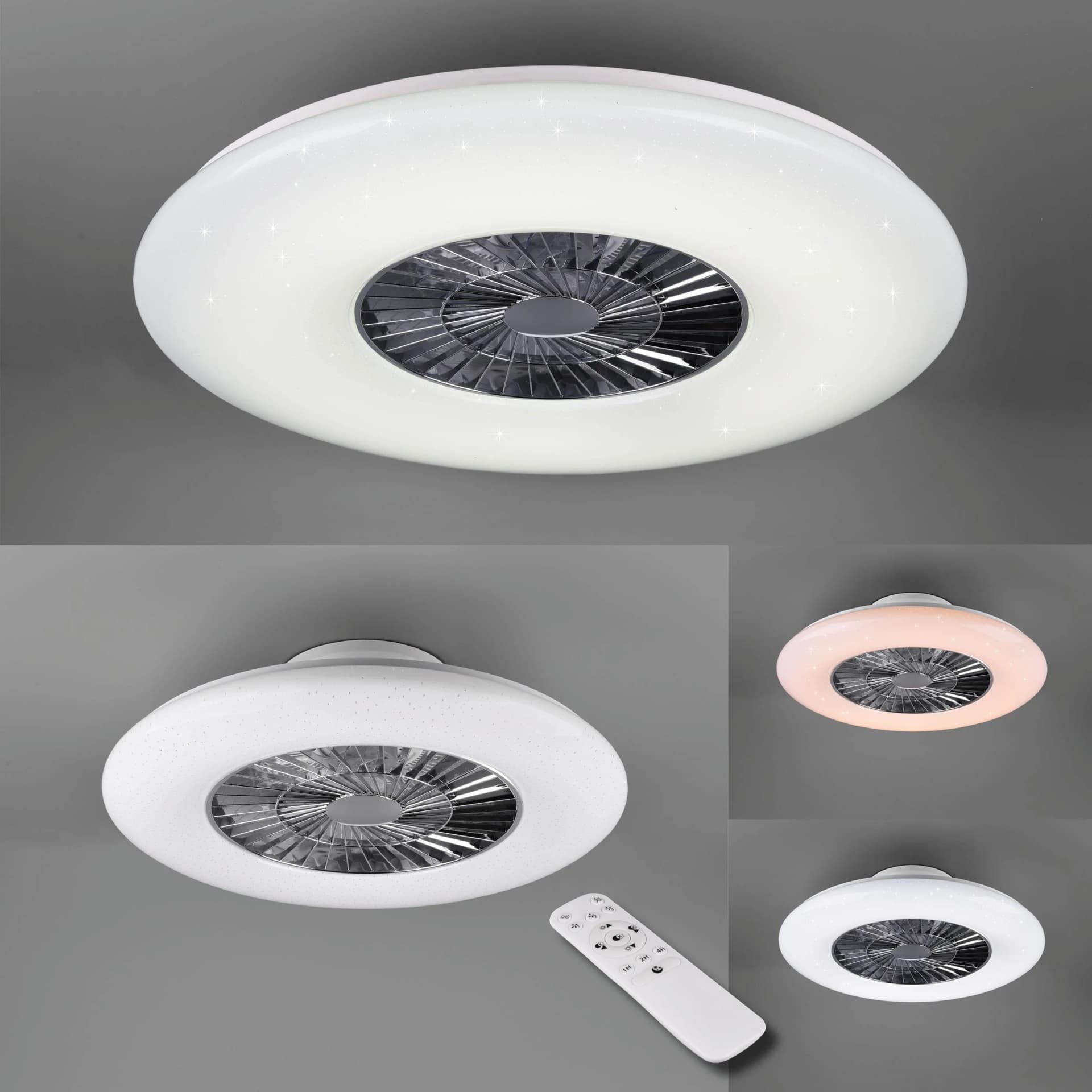 REALITY LEUCHTEN Deckenleuchte Visby LED Ventilator Chrom 59,5 cm