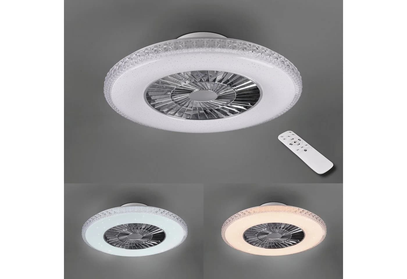 REALITY LEUCHTEN Harstad LED Deckenleuchte mit Ventilator Grau Chrom - Bild 2