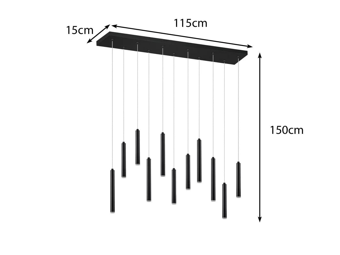 TRIO Leuchten LED Pendelleuchte Schwarz Matt Dimmbar 11-flammig - Bild 4
