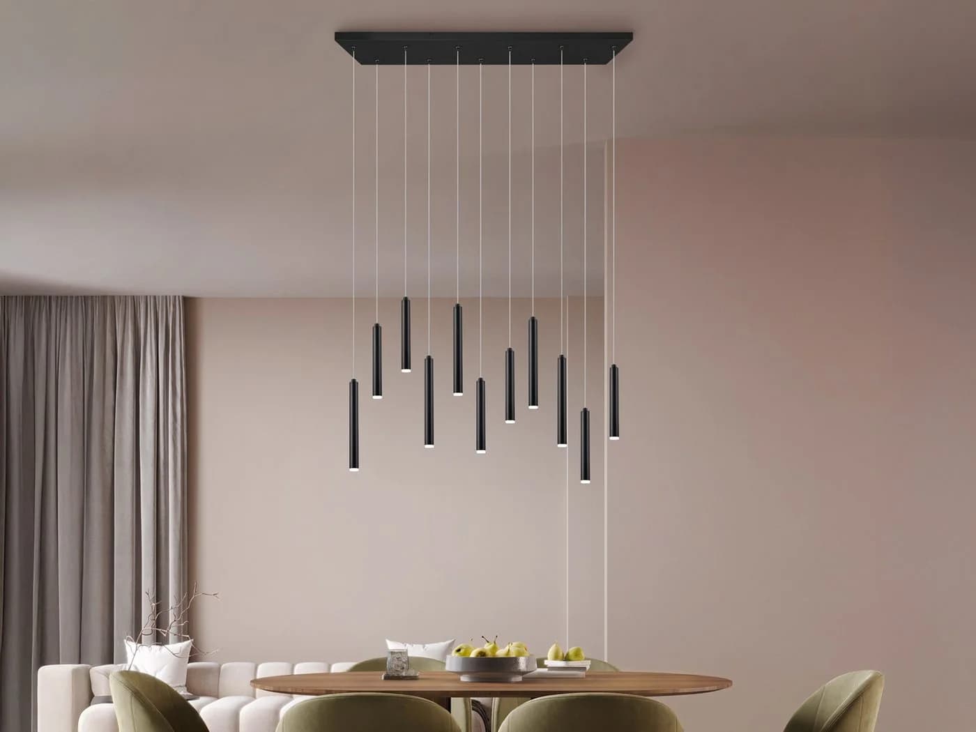 TRIO Leuchten LED Pendelleuchte Schwarz Matt Dimmbar 11-flammig - Bild 5