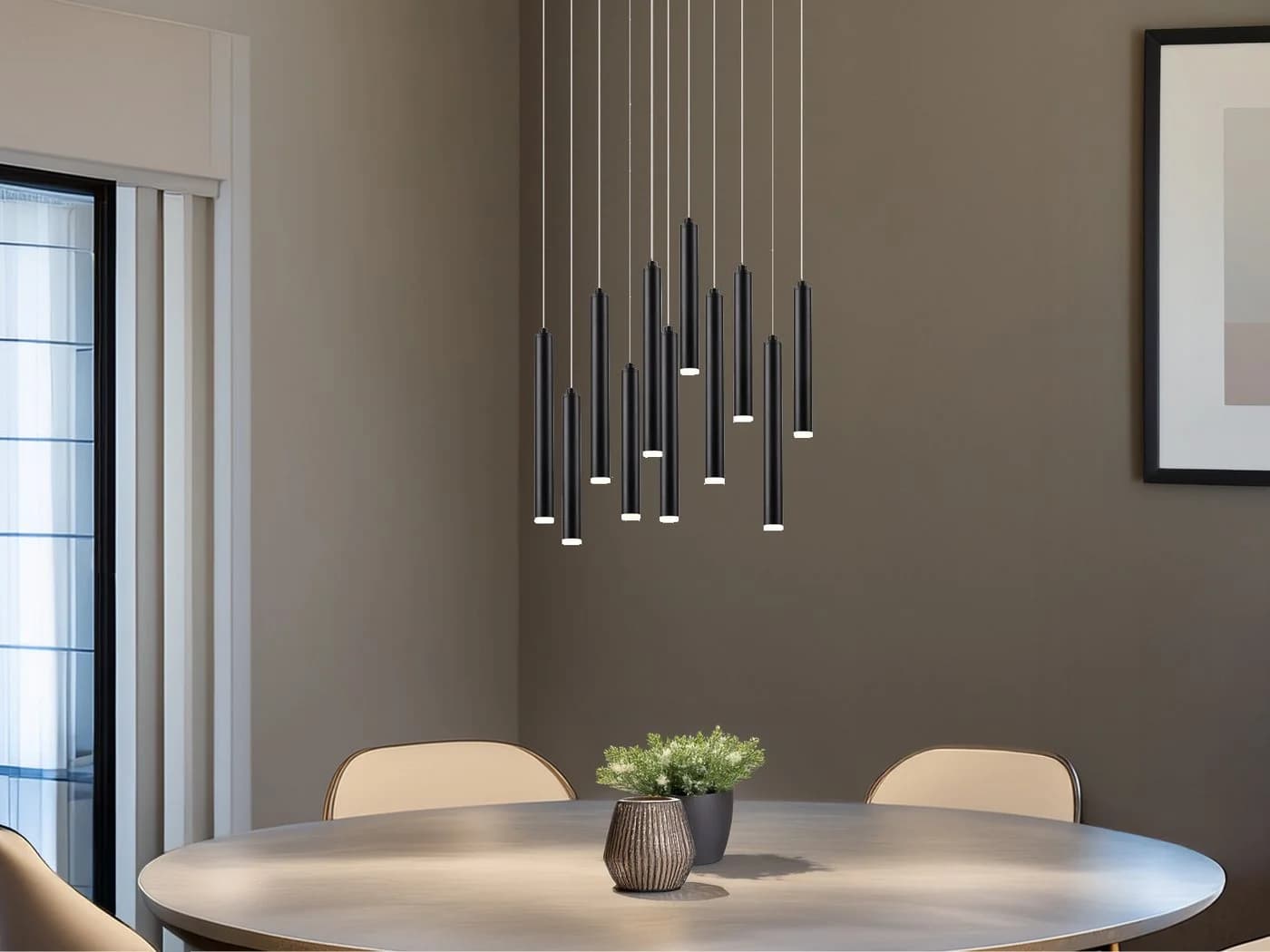 TRIO Leuchten LED Pendelleuchte Dimmfunktion Schwarz Cluster-Design