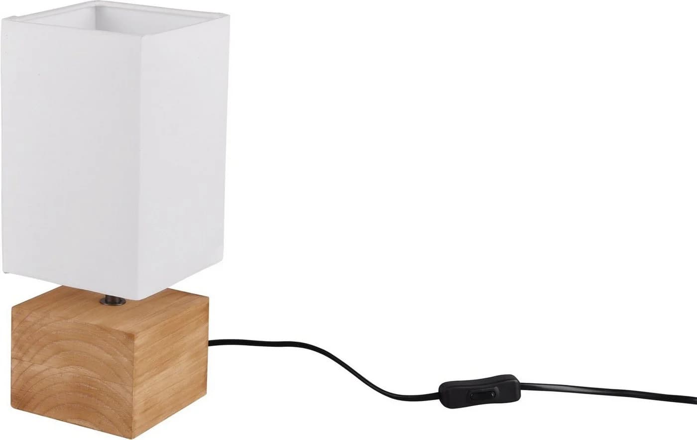 Reality Leuchten Tischleuchte Woody Weiß Holz Stoff E14