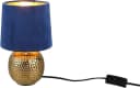 REALITY LEUCHTEN Schreibtischlampe Sophia Blau Gold Keramik Samtschirm Bild 2
