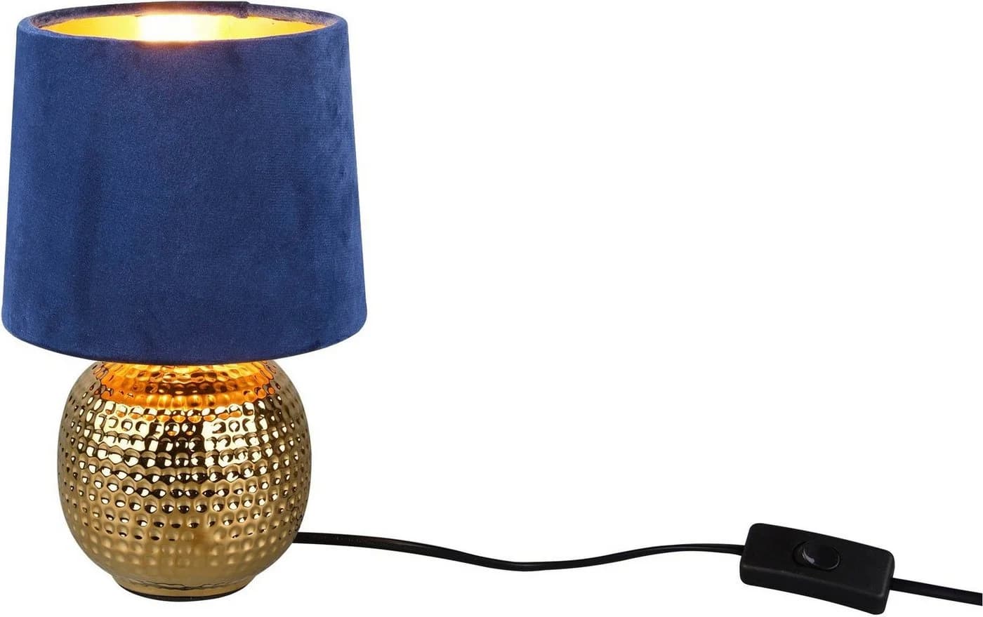 REALITY LEUCHTEN Schreibtischlampe Sophia Blau Gold Keramik Samtschirm - Bild 2