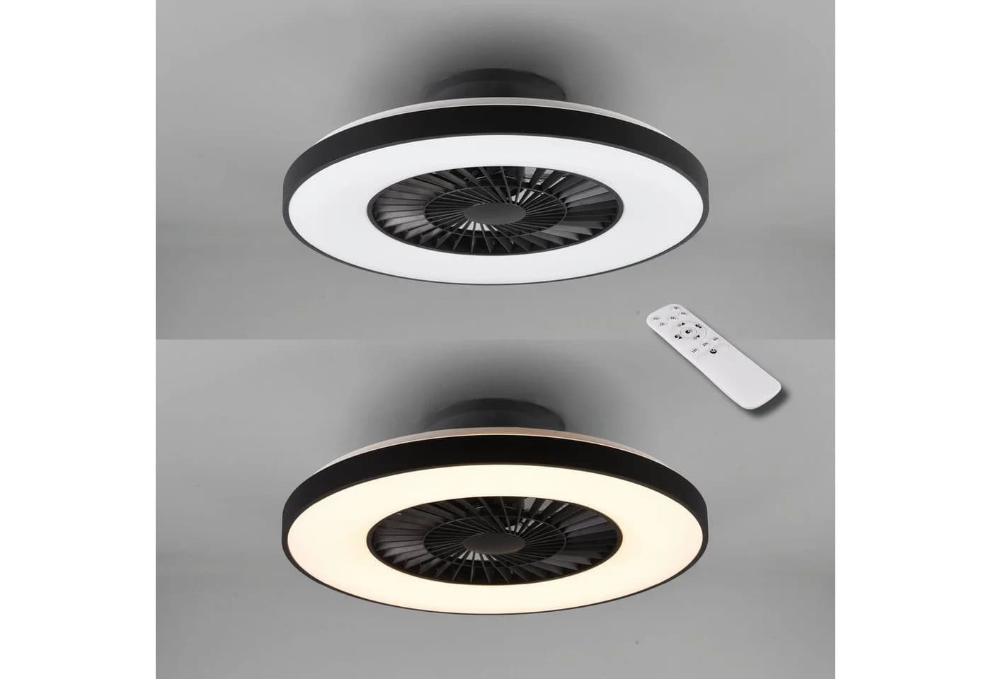 REALITY LEUCHTEN LED Deckenleuchte Halmstad mit Ventilator Schwarz - Bild 2