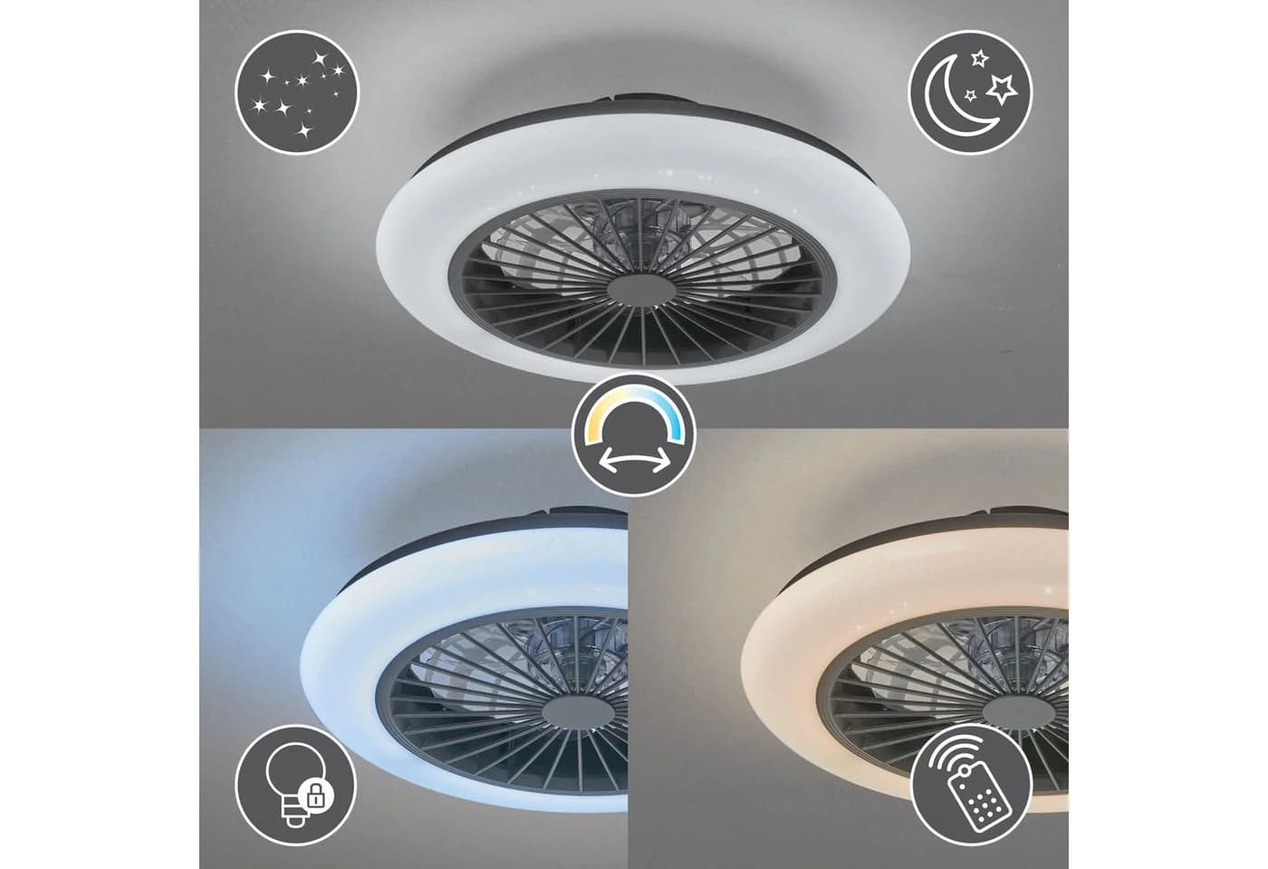 Reality Leuchten LED Deckenleuchte Stralsund mit Ventilator und Fernbedienung - Bild 4