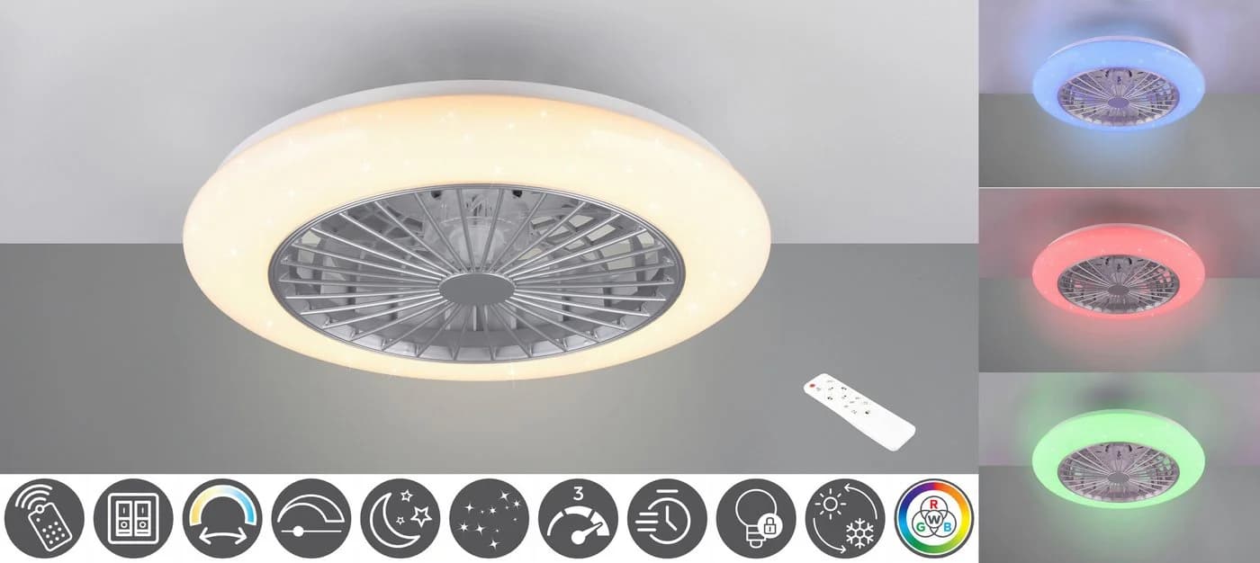 Reality Leuchten LED Deckenleuchte Stralsund mit Ventilator RGBW - Bild 2
