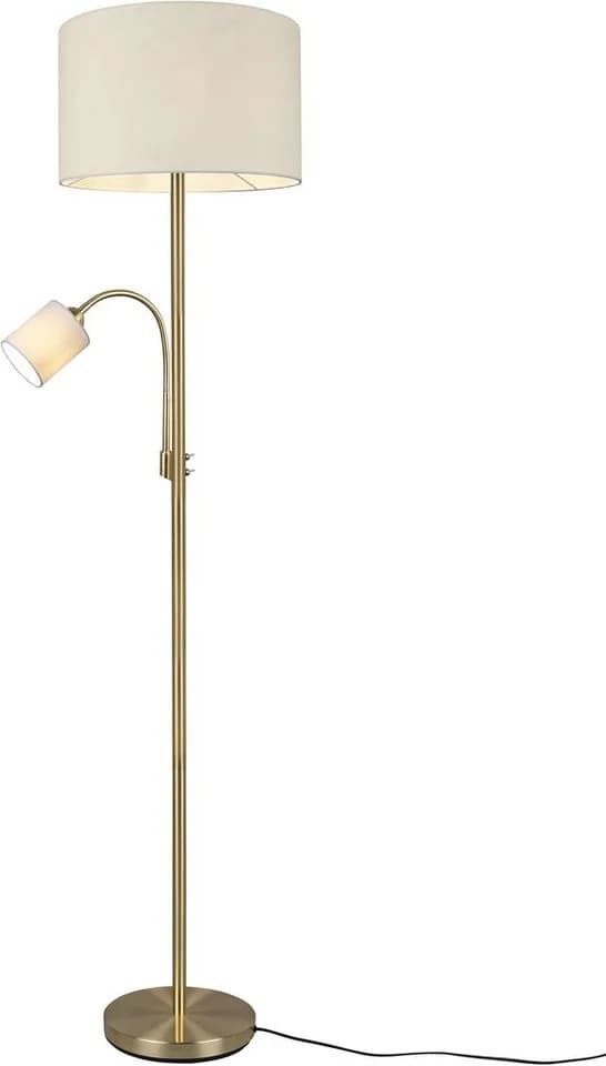 TRIO LEUCHTEN Stehlampe Hotel Weiß Messing Flexibler Lesearm