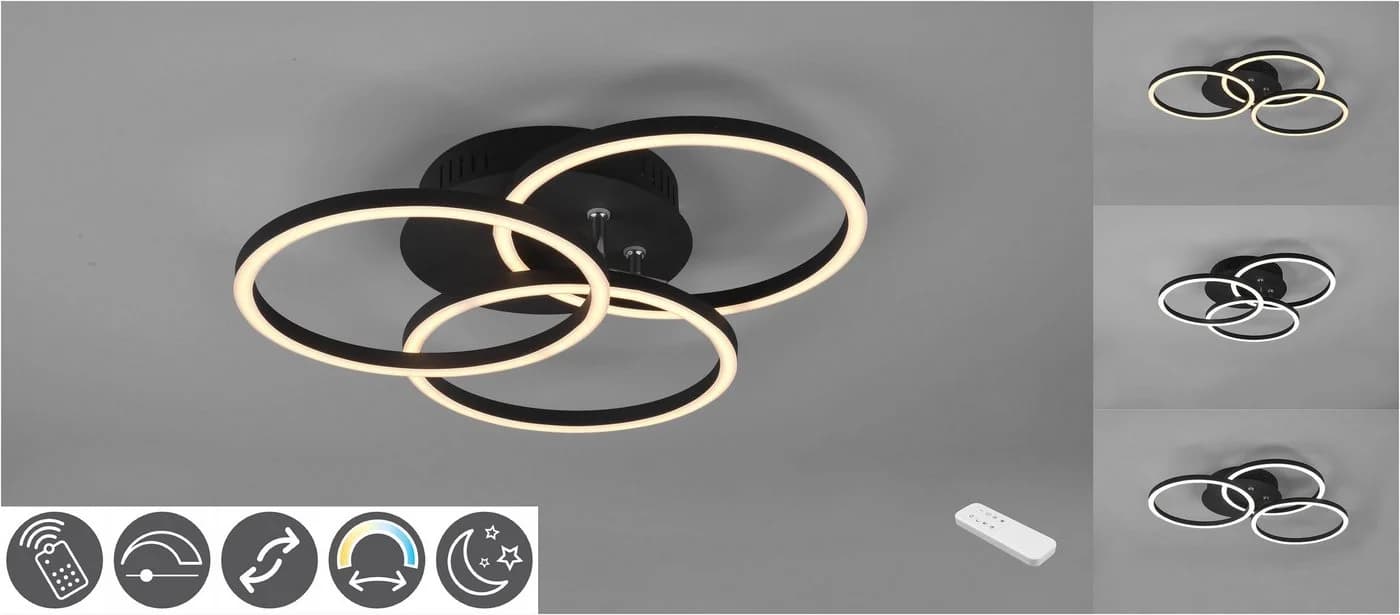 Reality Leuchten LED Deckenleuchte Circle Schwarz Matt mit Fernbedienung - Bild 2