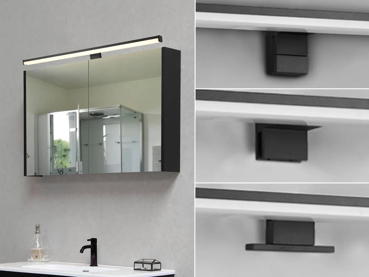 Trio Leuchten LED Spiegelleuchte Schwarz Matt IP44