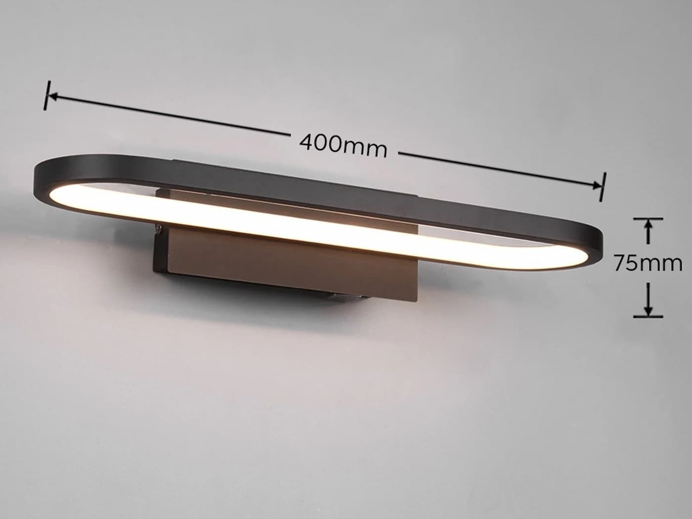 TRIO Leuchten LED Wandleuchte Oval Schwarz Matt mit Schalter - Bild 4