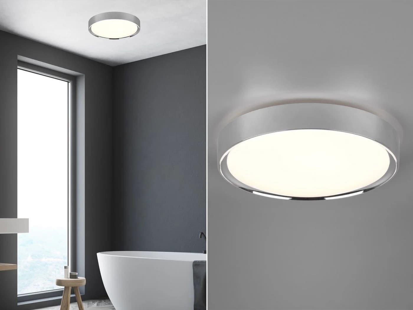 TRIO Leuchten CLARIMO LED Deckenleuchte Silber Chrom Weiß IP44