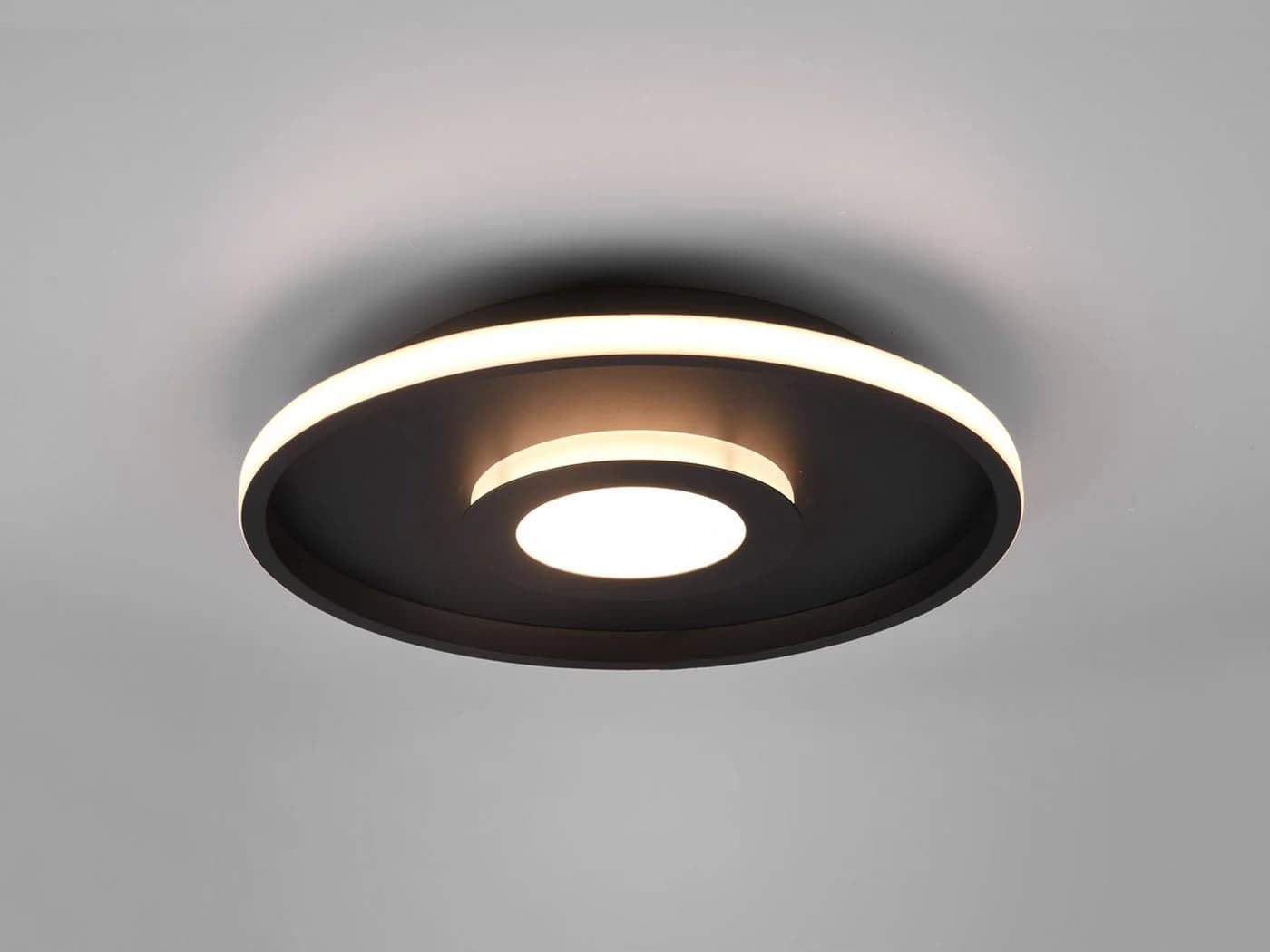 TRIO Leuchten LED Deckenleuchte ASCARI Schwarz matt Weiß Dimmbar IP44