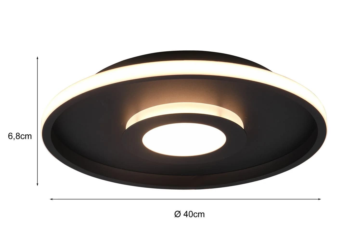 TRIO Leuchten LED Deckenleuchte ASCARI Schwarz matt Weiß Dimmbar IP44 - Bild 3