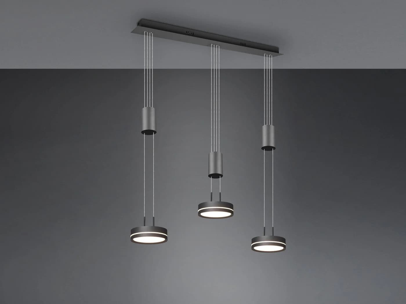 Trio Leuchten LED Pendelleuchte Franklin Grau Dimmbar - Bild 3