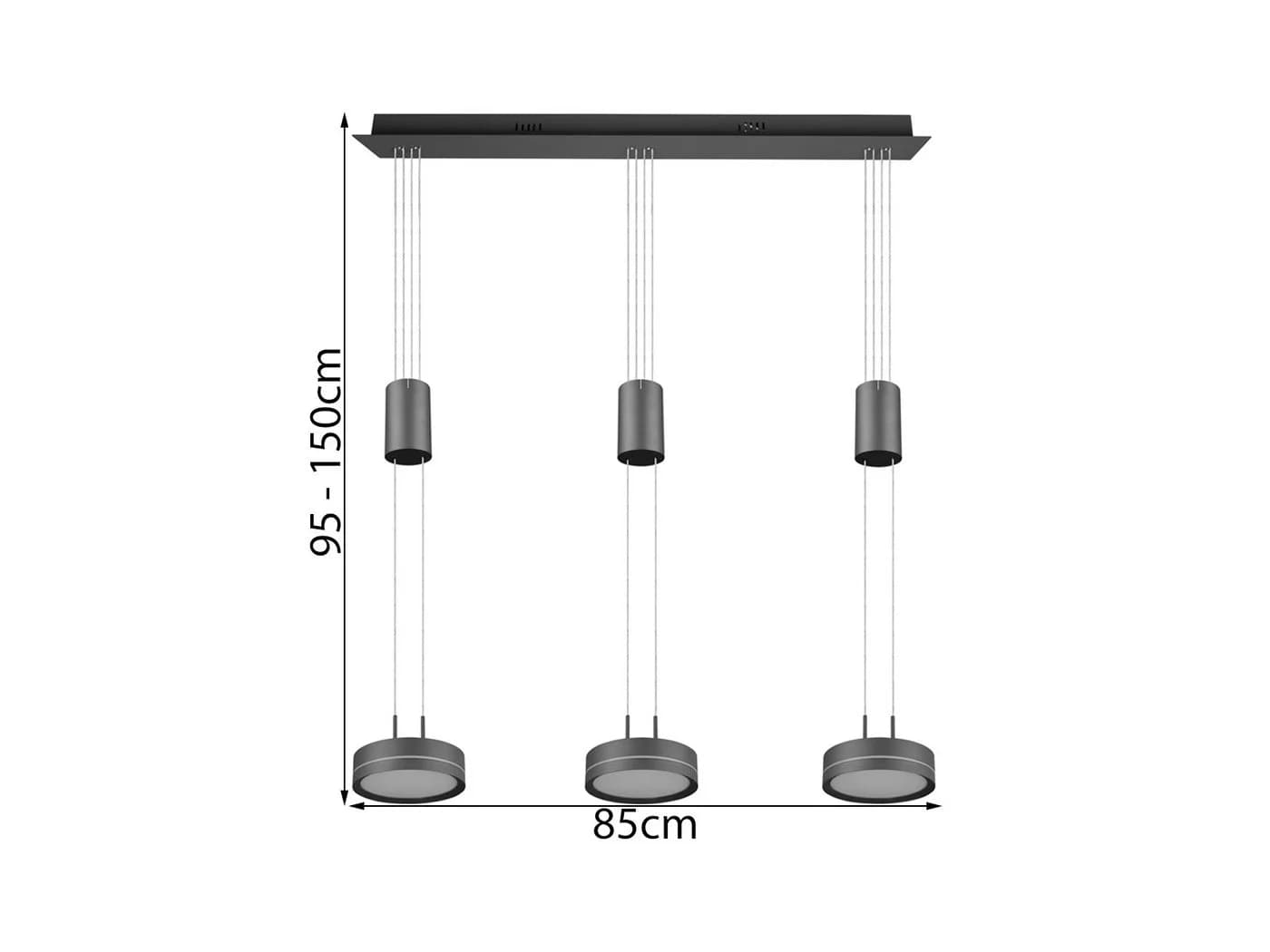 Trio Leuchten LED Pendelleuchte Franklin Grau Dimmbar - Bild 4
