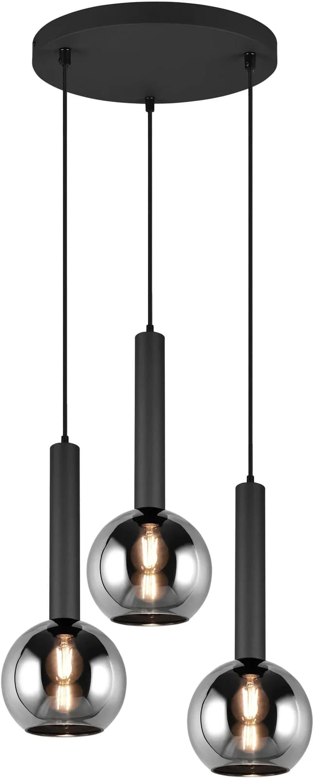 TRIO LEUCHTEN Pendelleuchte Clayton 3-fach Schwarz Glas