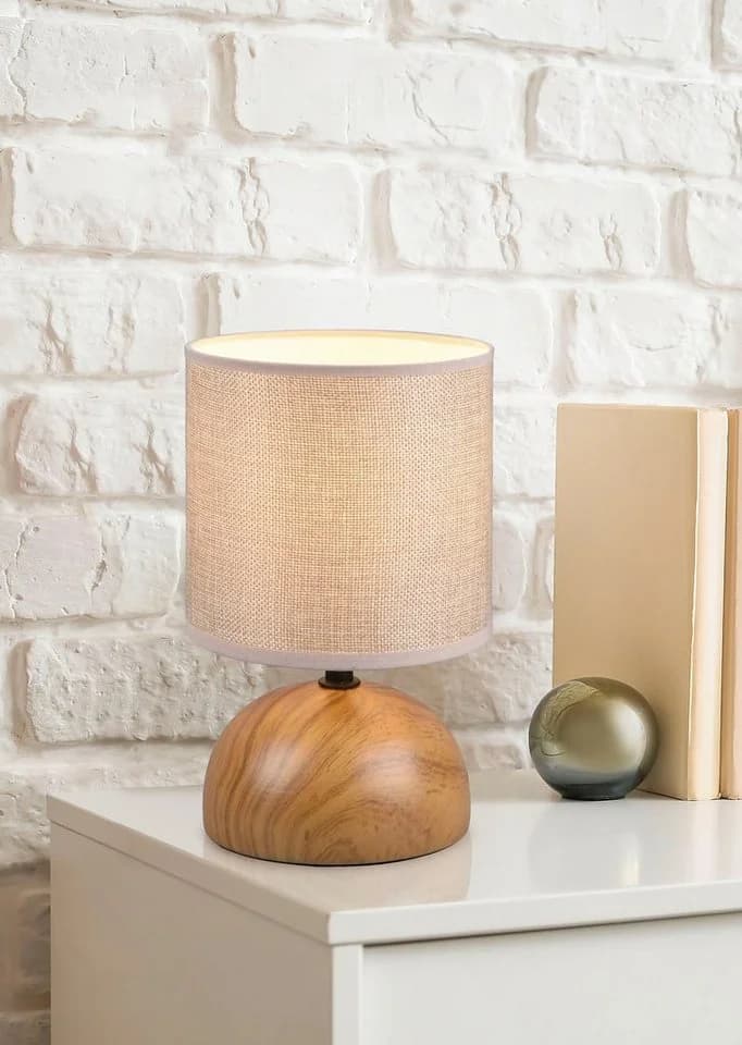 Reality Leuchten Schreibtischlampe Luci Beige Holzoptik