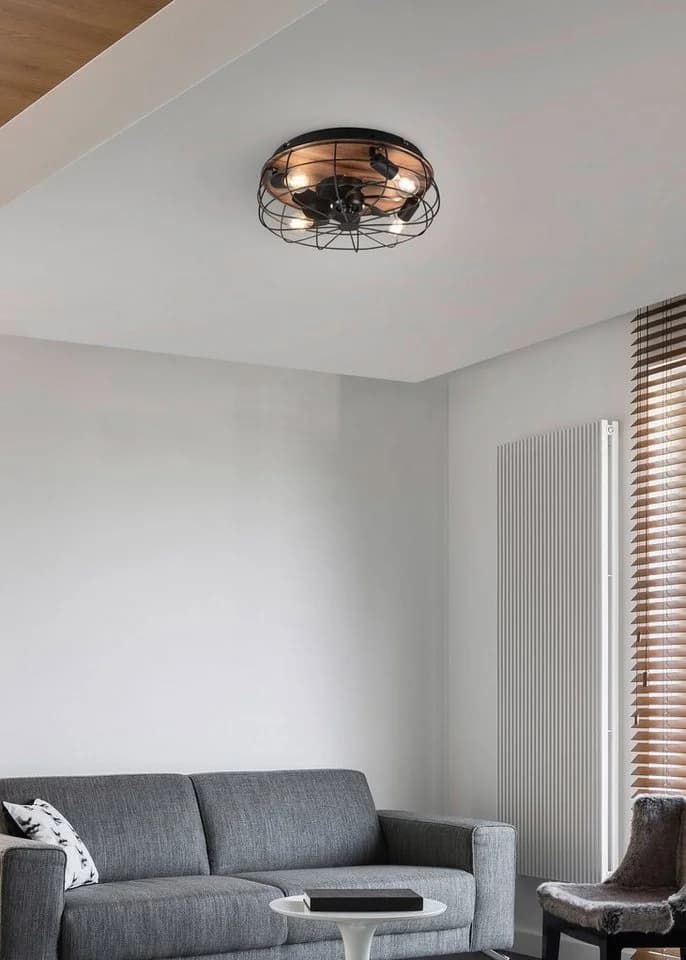 REALITY LEUCHTEN Deckenleuchte Trondheim Ventilator Holzoptik Braun