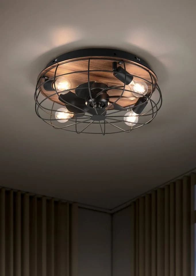 REALITY LEUCHTEN Deckenleuchte Trondheim Ventilator Holzoptik Braun - Bild 3