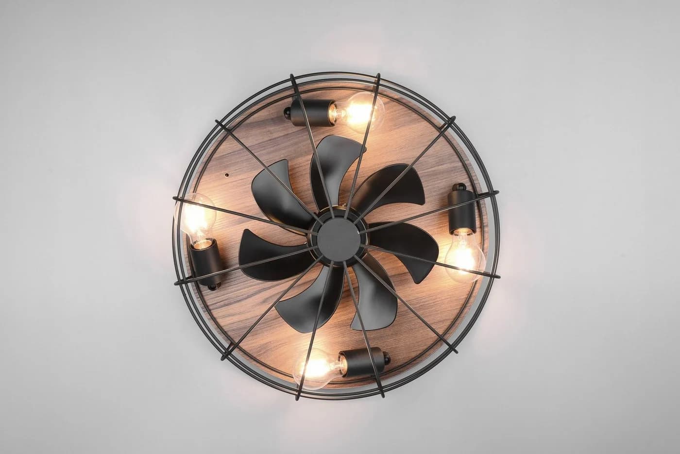REALITY LEUCHTEN Deckenleuchte Trondheim Ventilator Holzoptik Braun - Bild 5