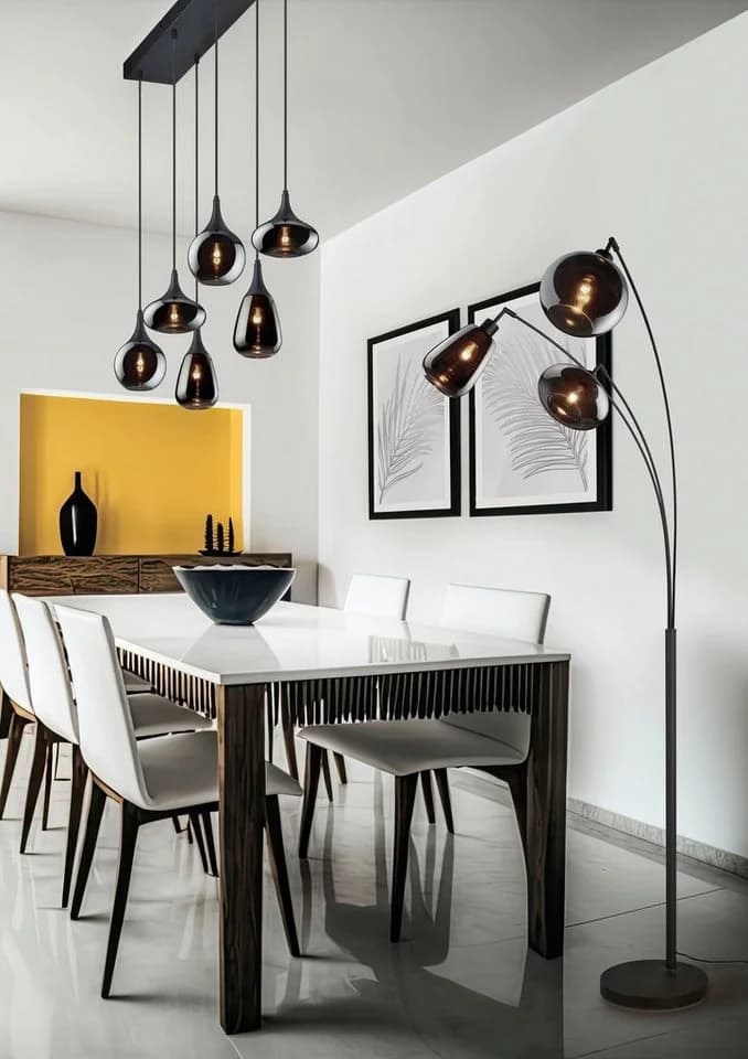 Trio Leuchten Pendelleuchte Lumina 6-flammig Schwarz Matt Glas