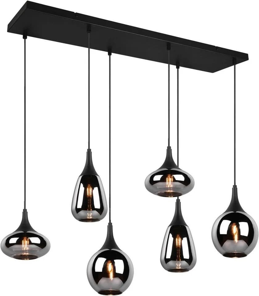 Trio Leuchten Pendelleuchte Lumina 6-flammig Schwarz Matt Glas - Bild 2