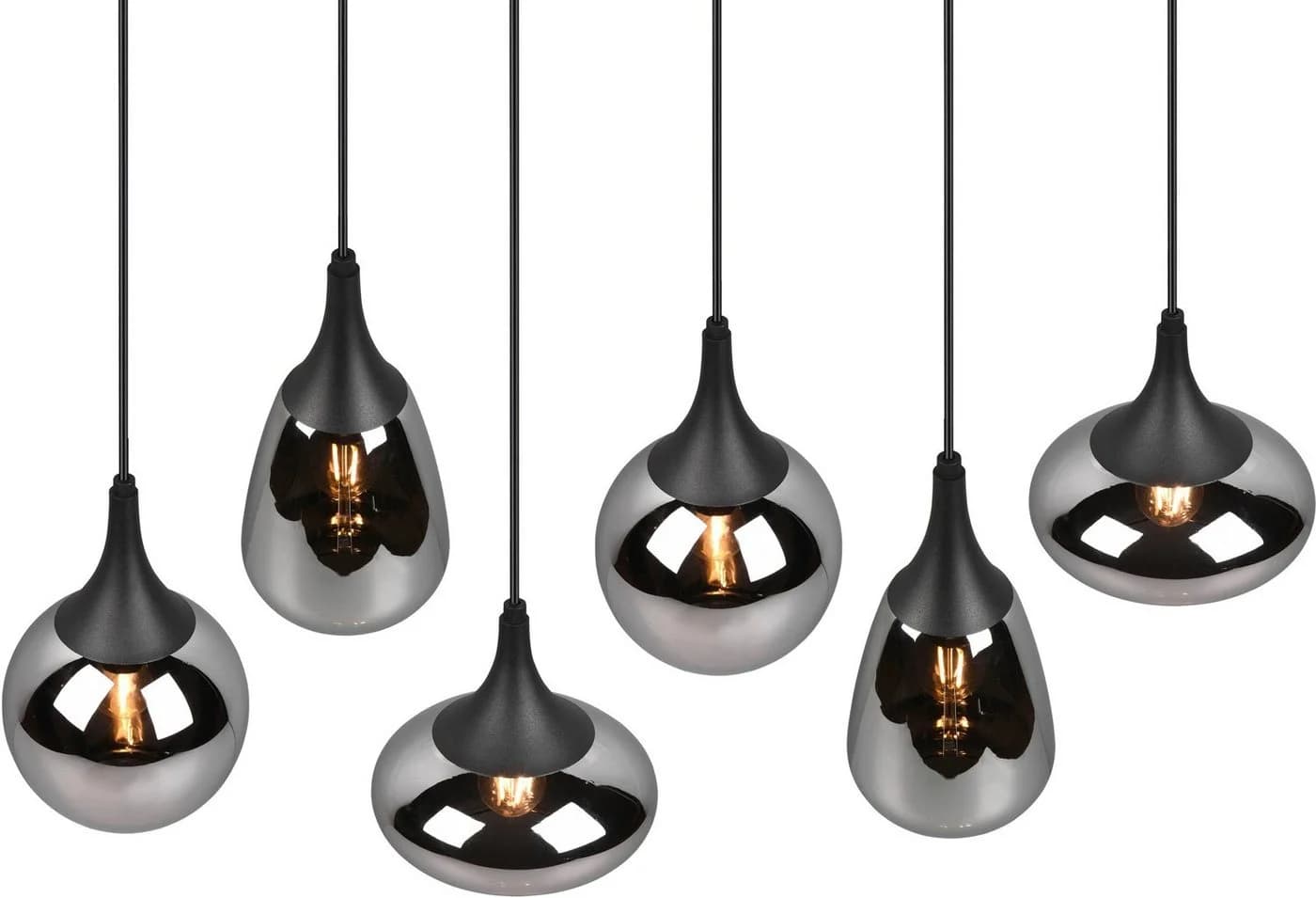Trio Leuchten Pendelleuchte Lumina 6-flammig Schwarz Matt Glas - Bild 3