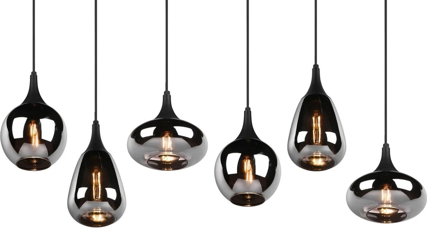 Trio Leuchten Pendelleuchte Lumina 6-flammig Schwarz Matt Glas - Bild 4