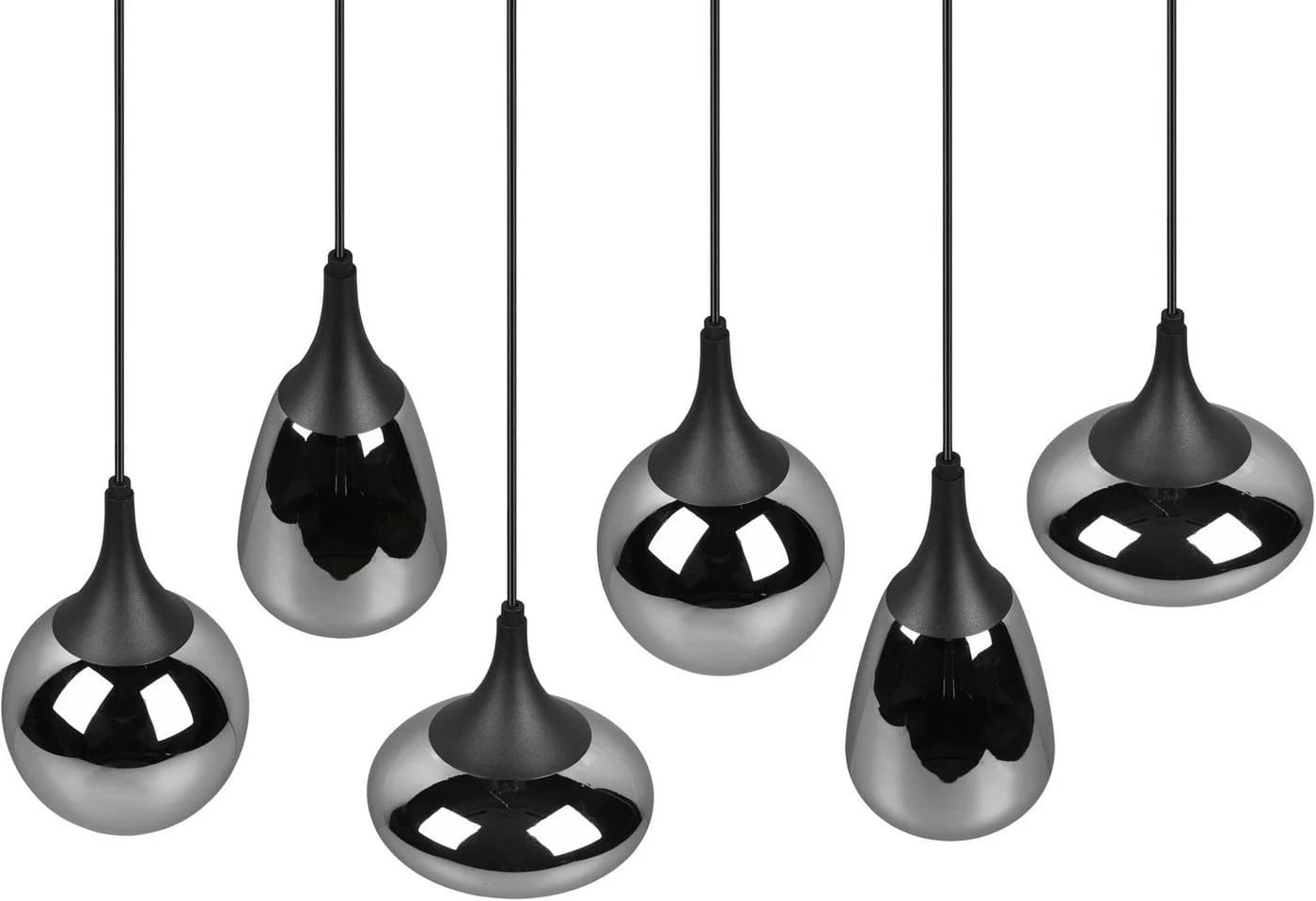 Trio Leuchten Pendelleuchte Lumina 6-flammig Schwarz Matt Glas - Bild 5