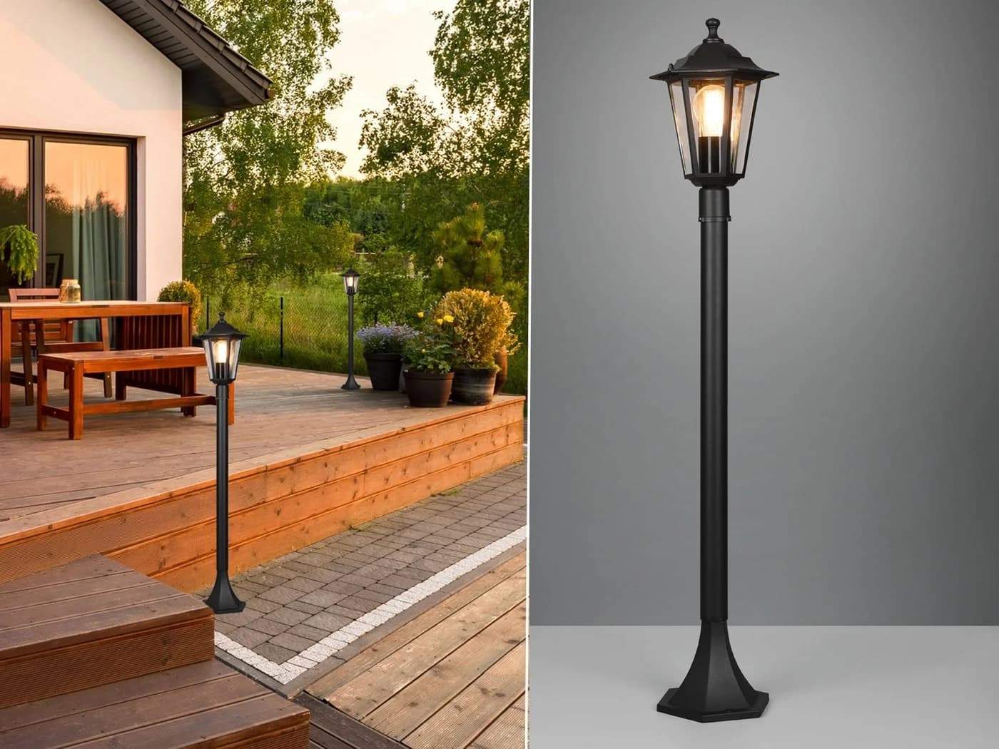 TRIO Leuchten Pollerleuchte Schwarz Gartenleuchte Landhausstil